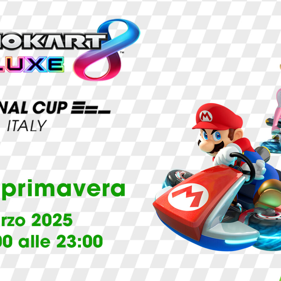 Logo ufficiale del Mario Kart 8 Deluxe Seasonal Circuit Italy, il torneo competitivo dedicato ai fan di Mario Kart 8 Deluxe su Nintendo Switch. L'evento vede sfidarsi giocatori da tutta Italia in gare emozionanti tra derapate, scorciatoie e power-up. Scopri di più sull'evento e sulle classifiche!